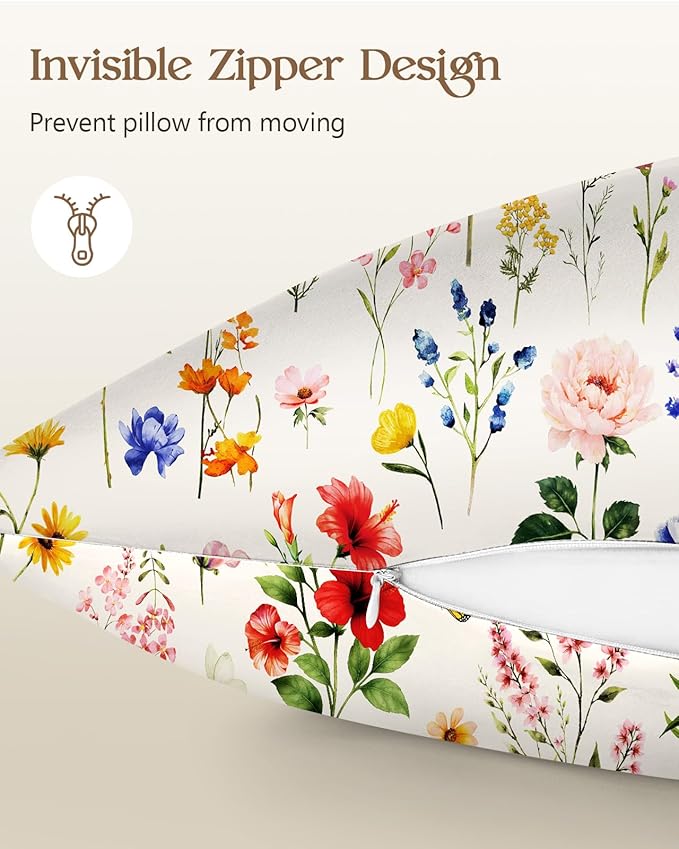 2 Pack Mulberry Silk Pillowcase for Hair and Skin - Queen Size 20 x 30 Inches with Hidden Zipper New Retro Flower 19 Momme Soft Sleeping Silk Pillow Case for Women, Moms