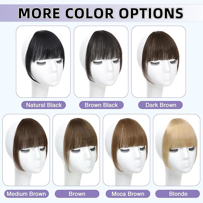 Wispy Bangs Hair Clip, 100% Human Hair Clip In Blonde Bangs for Women, Soft Layered Fake Bangs with Feathered Fringe, Easy Clip-On Design for Daily Wear & Halloween