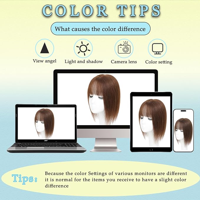 Hair Toppers for Women Real Human Hair, 360° 3D Toppers Pieces for Women with Thinning Crown Wispy Bangs 14 Inch Upgrade Big Basement (Natural Black, 14 Inch Wispy Bangs)