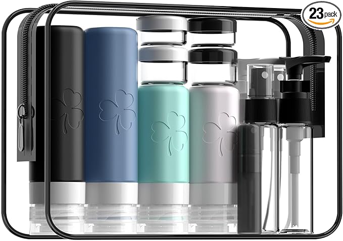 INSFIT 23 Pack Travel Bottles for Toiletries, TSA Approved Silicone Travel Size Toiletries with Toiletry Bag, BPA Free Leak Proof Refillable Travel Essentials for Liquids Shampoo Conditioner Lotion