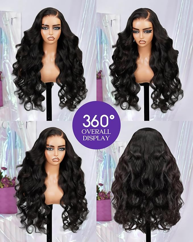 13x6 Body Wave Lace Front Wigs Human Hair Pre Plucked 180 Density HD Transparent Lace Frontal Wigs Human Hair for Women Glueless Wigs No Synthetic Blend Triple Lifespan 3X 26Inch