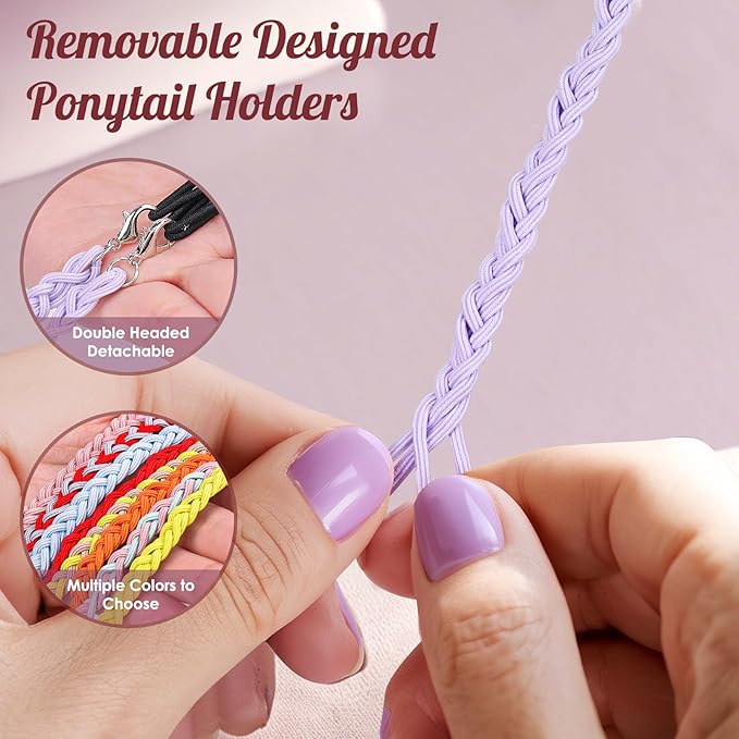 3 Packs Ponytail Holders Hair Ties for Women, Spiral Pony Tails Elastic Braided Hair Holders for Gym Swimming Sports (3pcs16"colorful13)