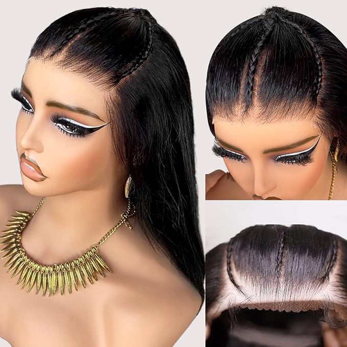 Glueless Wigs Human Hair Pre Plucked Pre Cut 9x6 Straight Lace Front Wigs Human Hair Hd Lace Front Closure Wigs for Women 250% Density Wear and Go Glueless Wig Ready to Wear Natural Black24Inch