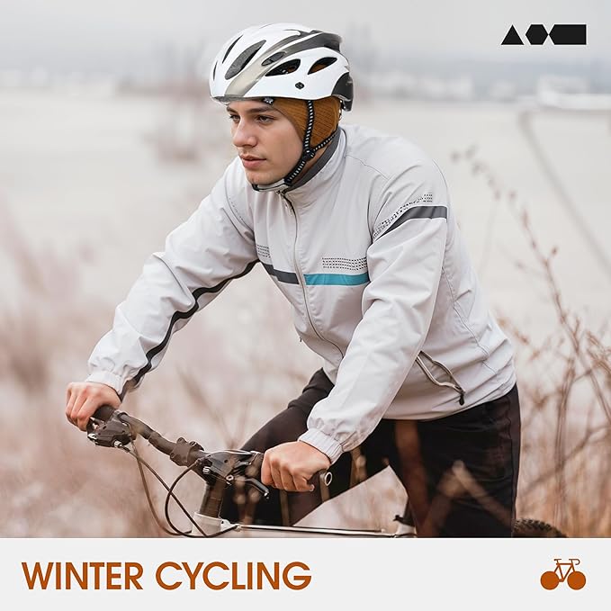 Skull Cap Helmet Liner, Winter Thermal Cycling Cap for Men & Women, Lightweight Cycling Hat for Biking Running Outdoor Work