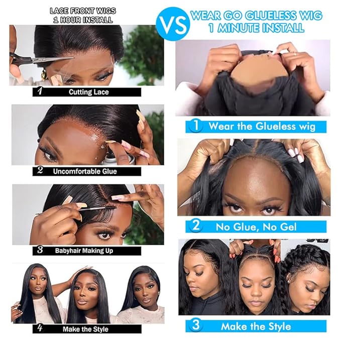 7x5 HD Lace Closure Glueless Wigs Human Hair Pre Plucked Pre Cut 180% Density Wear and Go Glueless Wig 22Inch Body Wave Lace Front Wigs Human Hair Pre Plucked for Black Women Natural Hairline