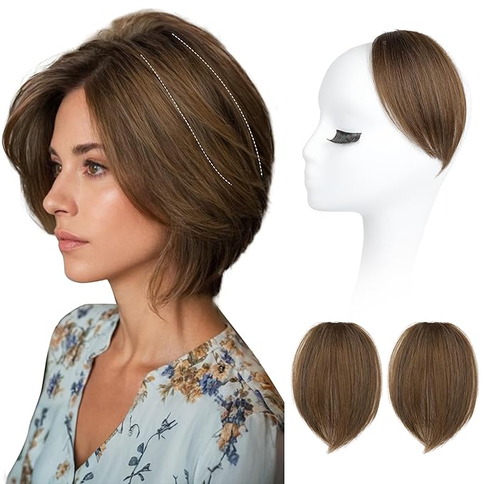 REECHO Clip in Hair Volumizer, 2PCS 6 inch Short Thick Clip in Hairpieces Adding Extra Volume Hair Extensions for Women (Light Brown)