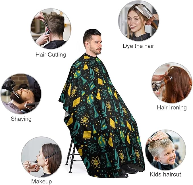 Extra Large Hair Salon Cutting Cape, Science Math Physical Chemical Biology Haircut Apron Haircut Gown for Barbers
