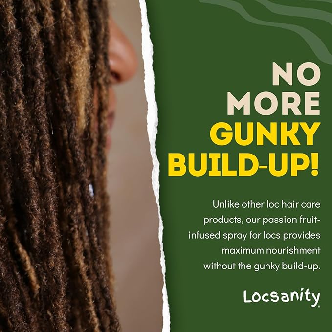 Locsanity Daily Moisturizing Spray for Dull, Dry Locs – Jumbo Size Passion Fruit Hair and Scalp Moisturizer for Dreadlocks, Sisterlocks, Microlocks, Braids to Control Oil and Frizz (32 fl oz)