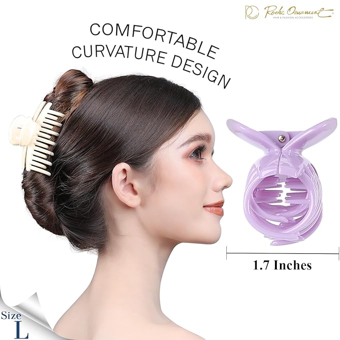 RC ROCHE 6 Pcs Double Claw Hair Clip Tooth Claw Clip Grip Tooth Jaw Clamps Thin Fine Hair Strong Hold No Slip Undo Clutchers for Women, Medium Pastel