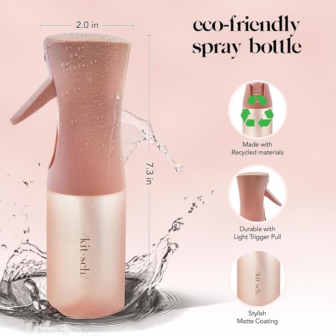 Kitsch Continuous Spray Bottle for Hair – Fine Mist Water Mister & Water Spray Bottle – Recycled Hair Spray Bottle – Spray Bottles for Cleaning, Styling, Plants & More – Terracotta, 150ml