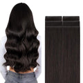 GOO GOO Invisi Edge Tape in Hair Extensions Human Hair, 2 Dark Brown, 6pcs 16inch 15g, Virgin Remy Hair, Seamless Injected Tape, Natural Look