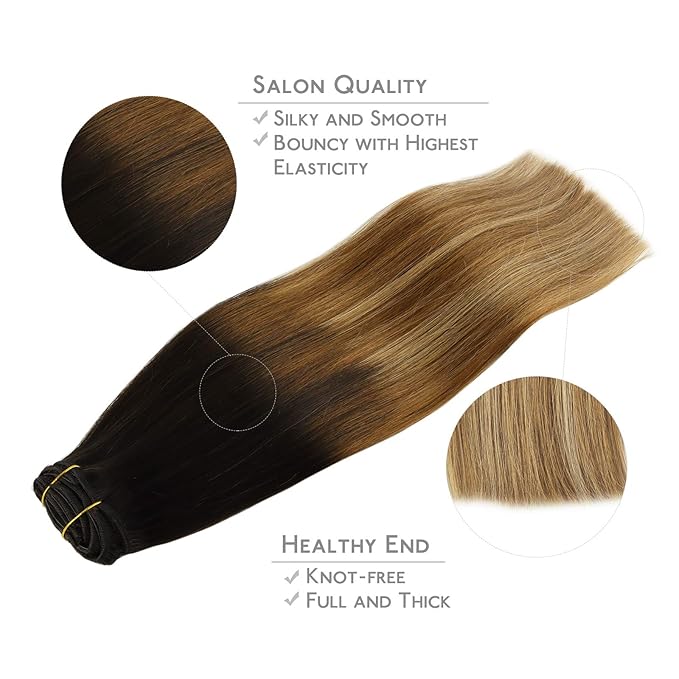 WENNALIFE Clip in Hair Extensions, 150g 18 Inch 9pcs Highlight Dark Brown to Chestnut Brown and Dirty Blonde Remy Hair Thicker Double Weft Extensiones De Cabello Humano Con Clip Ins Straight Volume