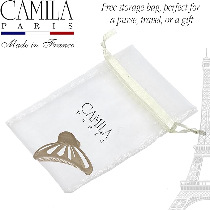 Camila Paris CP3635 French Hair Clip for Women Thick Hair for Long Curly Wavy Hair, Brown, Girls Hair Claw Clips Fashion Styling Hair Accessories for Women, Strong Hold No Slip Grip, Made in France