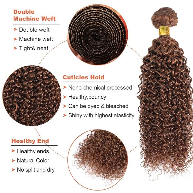 Light Brown Bundles Human Hair Color #30 Water Wave Bundle Niegmeag Brazilian Virgin Hair 3 Bundles 12 14 16 Inch Double Weft Light Brown Wet and Wavy Bundle