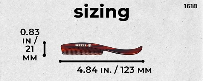 Handmade Wide Tooth Mustache Beard Comb - Swiss Craftsmanship, Tortoise Havana Acetate, Thick Coarse Hair, Pocket Sized, Facial Hair Grooming, Beard Straightener, Growth Care, Styling, Wet Comb