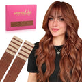 WENNALIFE Tape in Hair Extensions Human Hair Dark Auburn Copper Tape in Extensions, 10pcs 20g 10 inch Remy Invisible Tape Ins Straight Colored Soft Real Human Hair Tape in Extensions Refill Set Extens