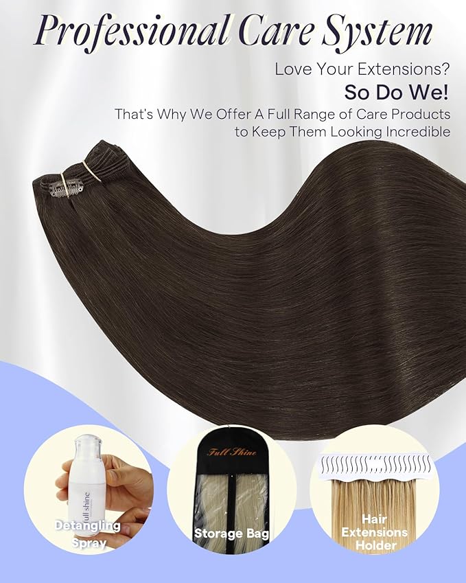Full Shine Thick Clip in Hair Extensions Real Human Hair Darkest Brown Straight Invisible Clip in Extensions Natural Hair Extensions for Women Extra Volume 7 Pcs 20 Inch