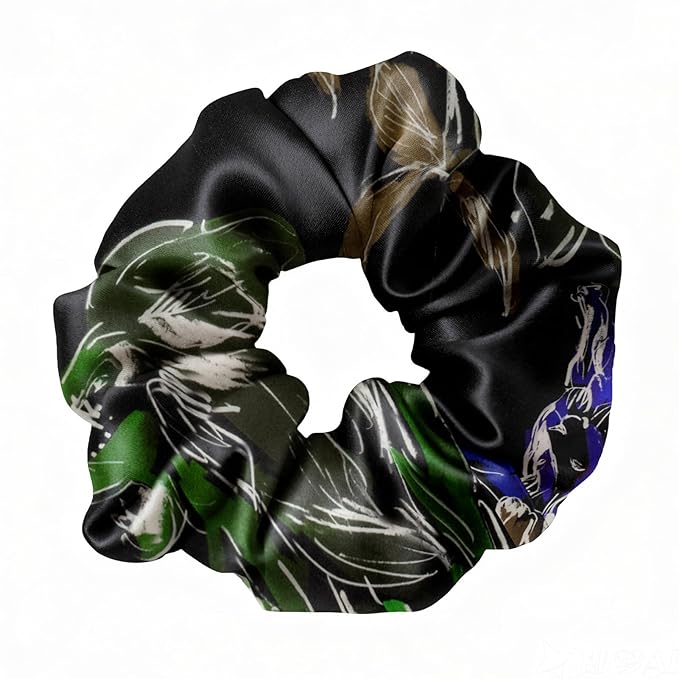 LILYSILK Silk Hair Scrunchies Ties for Frizz & Breakage Prevention 100% Mulberry No Damage Elastic Ponytail Holders, Leo