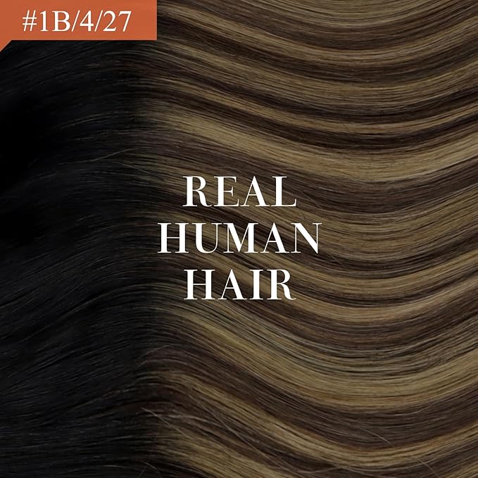 Ve Sunny Hair Extensions Ponytail Real Human Hair Wrap Around Clip in Ponytail Hair Extensions Straight Extensions Human Hair for Women Black Ombre Dark Brown Balayage Caramel Blonde 20inch 80G