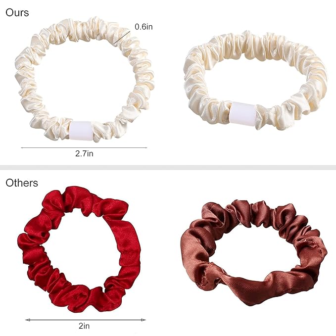 Ivyu Hair Ties Satin Scrunchies - Small Mini Scrunchy for Women Thick Thin Hair Accessories Cute Soft No Slip Hair Elastics Ponytail Holder for Curly Hair No Damage Hairties Gift for Girls… Champagne