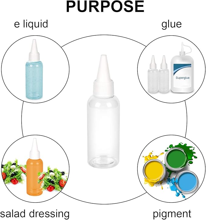 TRENDBOX 2oz / 60ml Hair Color Applicator Bottles Pointed Mouth Top Cap Bottles Twist Cap for Essential Oils, Liquid - 12 Pack