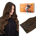 DOORES Hair Extensions Clip in Human Hair, Chocolate Brown 18 Inch 120g 7pcs, Clip in Extensions Straight Natural Thick Weft