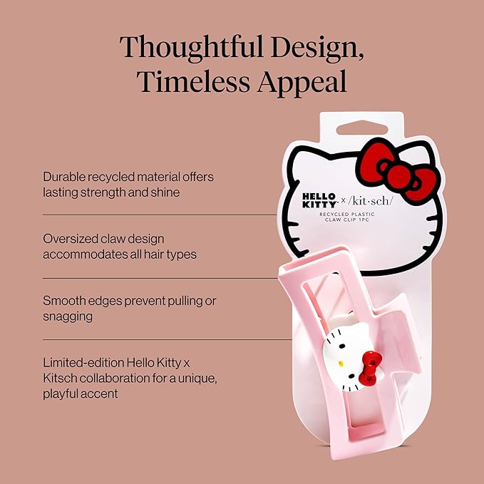 Hello Kitty x Kitsch Hair Clips for Women - Durable, Strong Hold All Day, Cute Jumbo Claw Clips for Thick Hair, Hello Kitty Stuff for Girls | Ideal Gifts for Women - 1 Pc