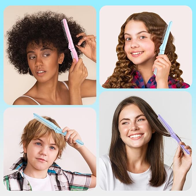 2 Pack Folding Hair Combs, Foldable Comb Brush Combo, Mini Protable Folding Comb for Purse Bags Porket, Travel Size Hair Comb, Small Pocket Combs for Women Men and Kids(Blue)