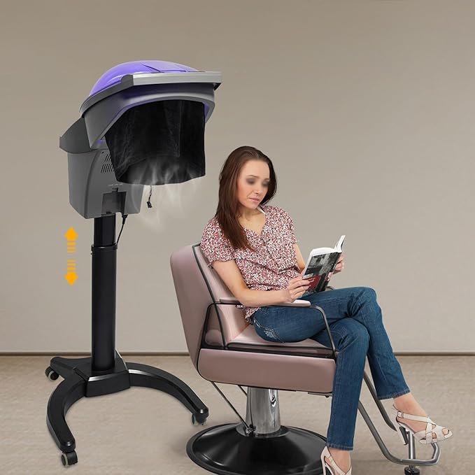 700W Ultrasonic Ozone Hair Steamer, Rolling Salon Ozone Hair Care SPA Steamer for Home, Beauty Salon Spa Equipment, Hair Treatment