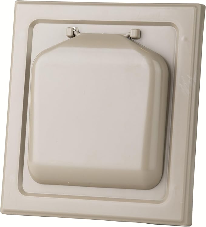 NO-PEST VENT, Exclusive Dual Door Dryer Vent Cover Outdoor 4 inch with Collar, Made in USA w Highest UV Resistant Plastic in any Outdoor Vent Cover (Tan, 4" Plastic WIth Collar)
