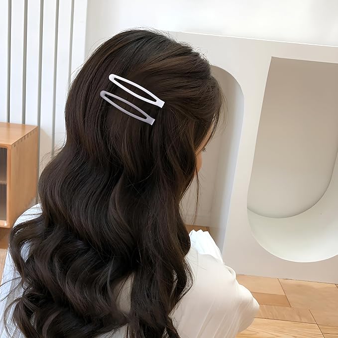 16 PCS Snap Hair Clips Metal Barrettes for Women Non Slip Barrettes for Thick and Thin Fine Hair,Matte Black Gray White,2.36 x 0.43 Inches.