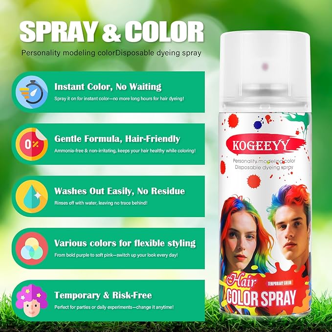 Christmas Temporary Hair Color Spray for Kids Women,One-Time Use Pink Hair Spray, Washable Temporary Hair Dye, Natural Hair Color Wax, Non-sticky Hair Spray for Cosplay, Party, Halloween(Pink,4.06Oz)