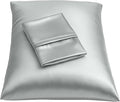 BLISSFORD Satin Pillowcase with Zipper, for Hair and Skin Care, Feels Soft and Cool Like a Silk Pillowcase, Satin Pillow Cases 2 Pack, Slik Pillow Cover, Silver Grey - Standard Size, Set of 2