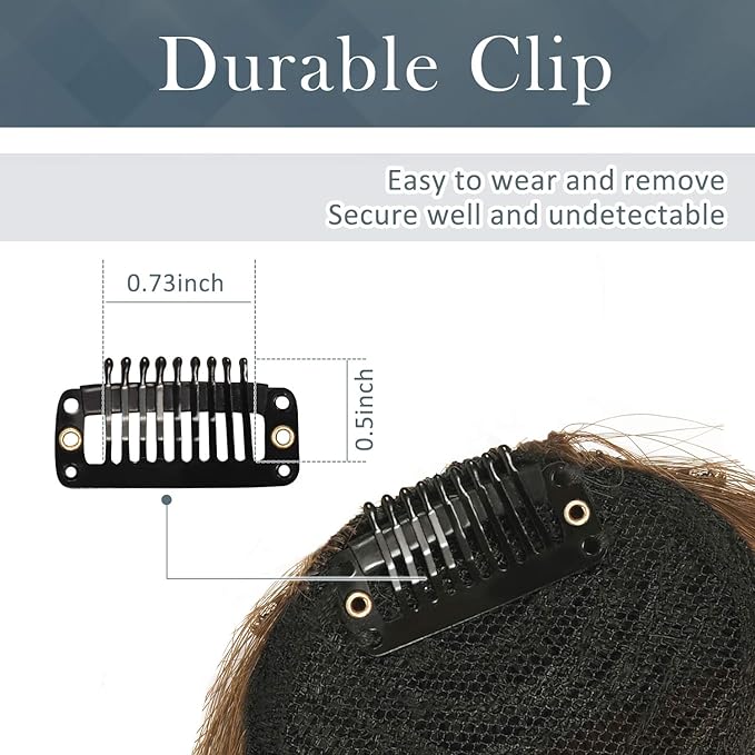 BARSDAR Human Hair Clip in Bangs - 100% Real Human Hair Clip in Bangs for Women - Natural Black French Bangs Fringe with Temples Real Hair Bangs Extensions Hairpieces - Natural Black