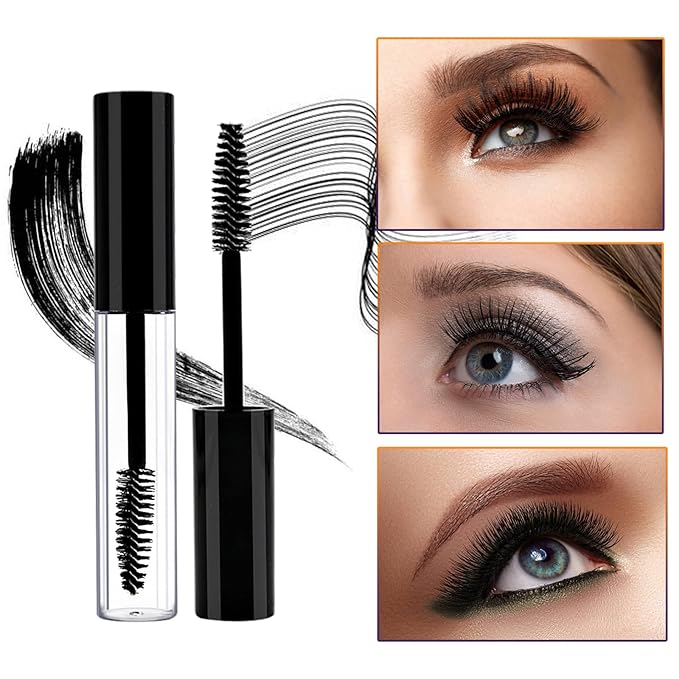 Debaishi 3 Pack 10ml Empty Mascara Tube Bottle with Eyelash Wand, Rubber Inserts, Funnels and Tubes, Cream Container Bottle with Funnels and Transfer Pipettes, for Castor Oil/Eyelash Growth Oil