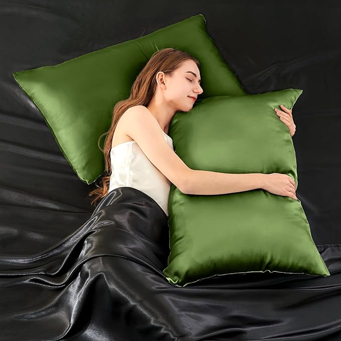 INFIIXSO Mulberry Silk Pillowcase for Hair and Skin, Silk Pillow Cases King Size with Hidden Zipper 20"x40", Extraordinary Smooth and Soft Cooling Pillow Cases for Hot Sleepers(Cedar Green, 1 Pack)