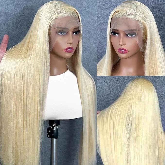 613 13x6 Lace Front Wig Human Hair 200 Density Straight Blonde Lace Front Wigs Human Hair 28 Inch Full & Thick 613 HD Lace Frontal Wig Human Hair Pre Plucked with Baby Hair for Women