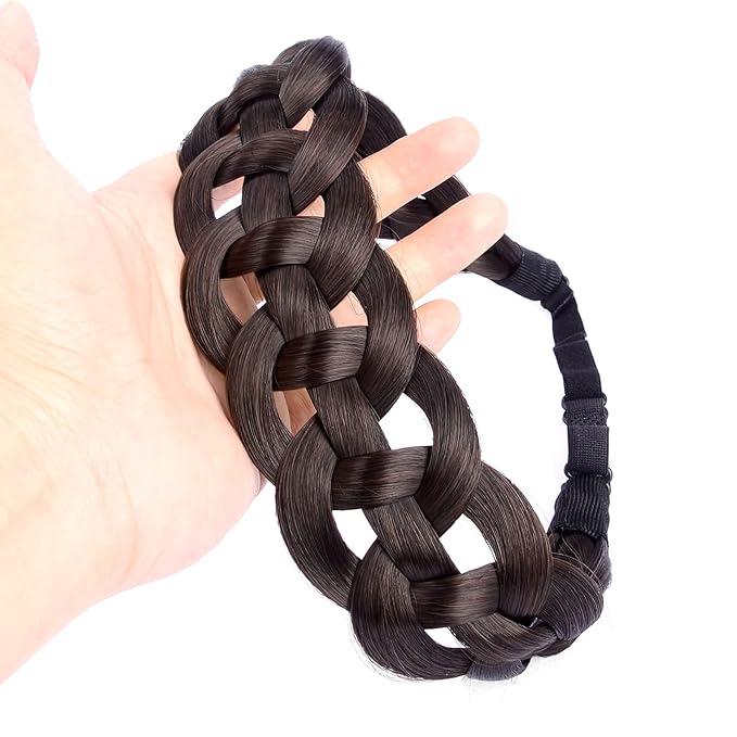 DIGUAN Hollow out Synthetic Hair Braided Headband Hairpiece Women Girl Beauty accessory for Women (Brunette Brown)