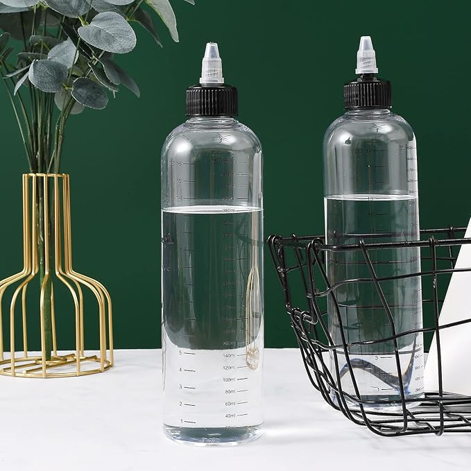 driew Applicator Bottles for Hair, 16.9oz Hair Squeeze Bottle for liquids Twist-On Top Tip Cap with Ratio Graduated Scale Color Applicator Bottle Dye Pack of 2 (16.9oz)