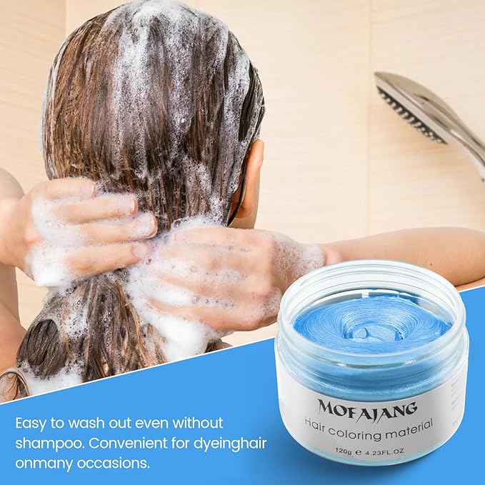 SOVONCARE Blue Temporary Hair Color Wax Washable Hair Dye for Men & Women, All-Day Hold Disposable Hair Styling Clays for Party, Cosplay & Daily 4.23 oz