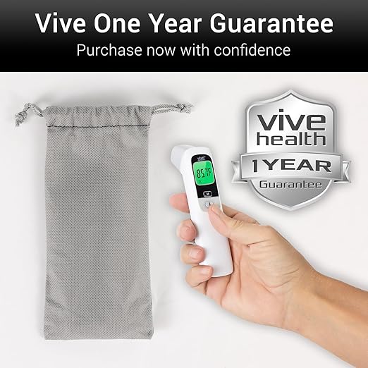 Vive No-Touch Forehead Thermometer - No Contact Infrared Digital Thermometer for Adults, Kids, Babies, & Objects - Touchless, Accurate Temporal Fever Sensor - Fast, Memory Recall, Large Display