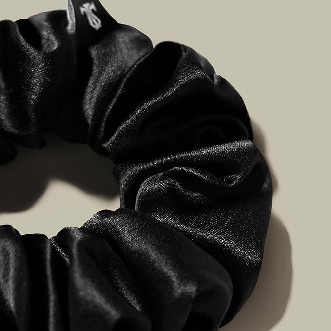 LILYSILK Silk Hair Scrunchies/Ties for Frizz & Breakage Prevention, 100% Mulberry, No Damage, Elastic ponytail Holders, 2Pc, Black&Rosy Pink