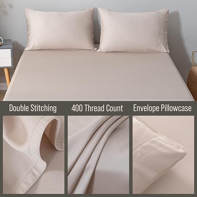 Bella Coterie | Luxury Bamboo Viscose Queen Size Pillowcase Set | 100% Organically Grown | Ultra Soft | Cooling | 2 Pcs [Dune]