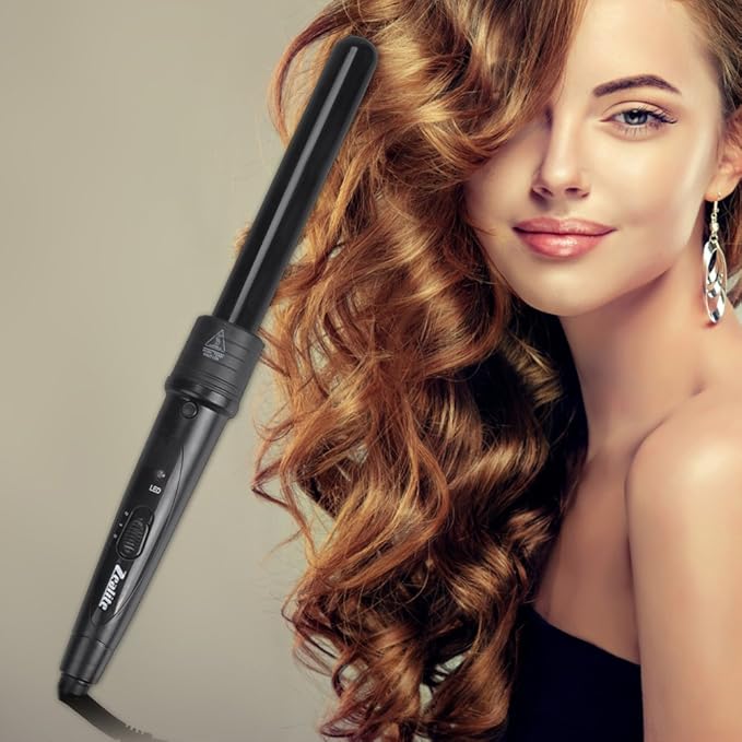 3 in 1 Curling Iron, Curler Wand Set with 3 Interchangeable Ceramic Curling Barrel(0.35”-1.25”), Instant Heat Up, Dual Voltage Hair Curler Beach Waves, Include Glove