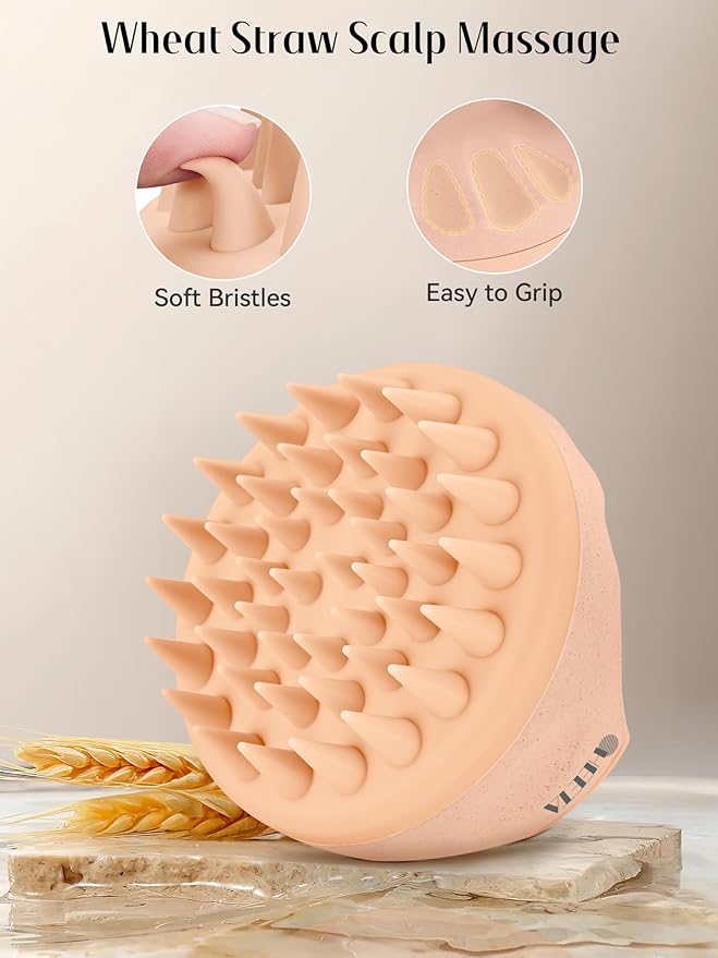 HEETA Silicone Bristles Scalp Scrubber & Massager for Hair Growth, Dandruff Removal & Relaxation - Shampoo Brush with Wet/Dry Hair (Pink & Blue)
