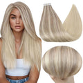 Full Shine 22 Inch Tape in Hair Extensions Human Hair Balayage Real Hair Extensions Tape in Color 18 Ash Blonde Fading to 22 and 60 Platinum Blonde Hair Extensions Adhesive Tape Extensions 20 Pcs 50G