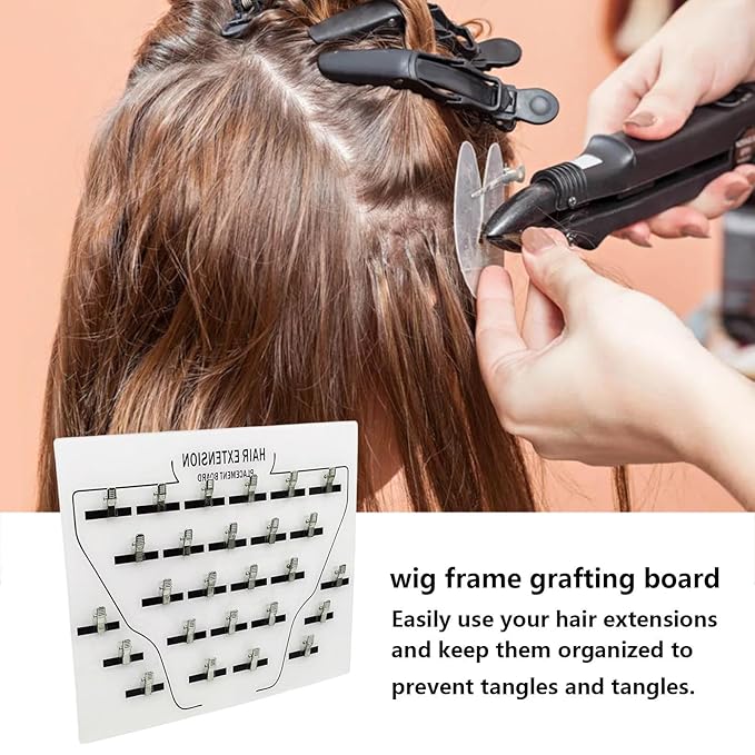 Extension Holder - Acrylic Hair Extension Organizer, Styling Hair Separator Board | Hair Tinsel Storage Plate with Clip for Wig Grafting, Sectioning, and Display for Home & Salon Use
