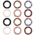 12Pcs Satin Scrunchies, Coffee Color Series Satin Hair Ties Elastic Hair Bands Ponytail Holder Valentine's for Wife