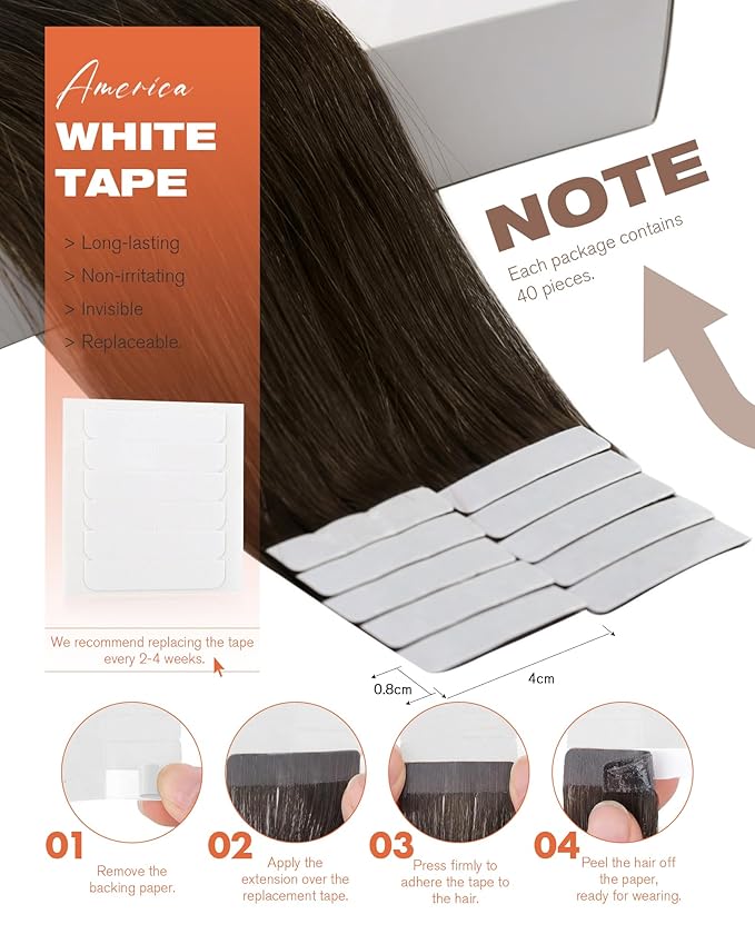 Sunny Hair Brown Tape in Hair Extensions Human Hair 12 inch Remy Hair Extensions Tape in Thick End Tape ins Human Hair Extensions 40Pcs 60g