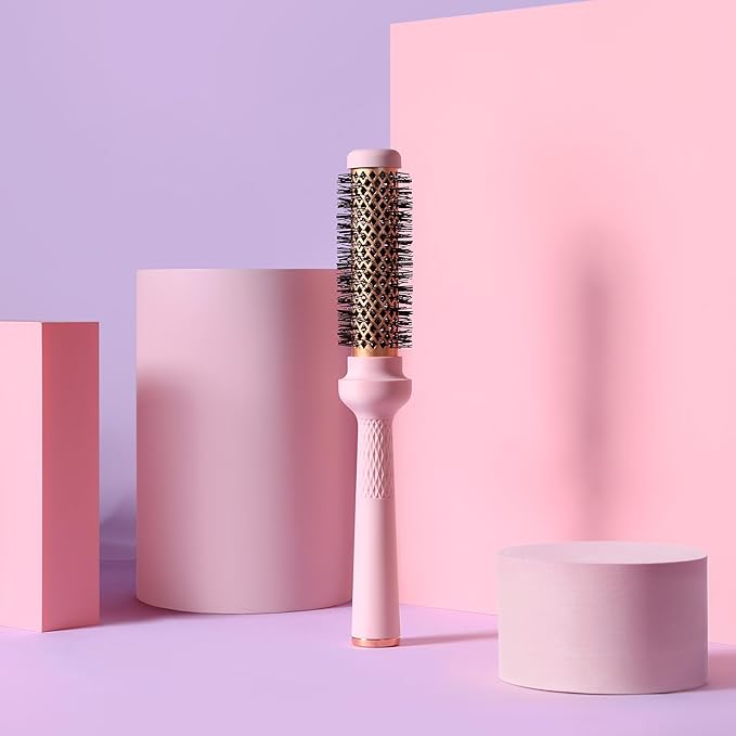 Magic Curling Round Brush (Wavy 1 Inch), Non-electronic, Self-Standing Round Quick Styling Brush, Great Blowout, Ceramic Coated/Ionic Thermal Barrel, Blowout Volume, Wave Styler